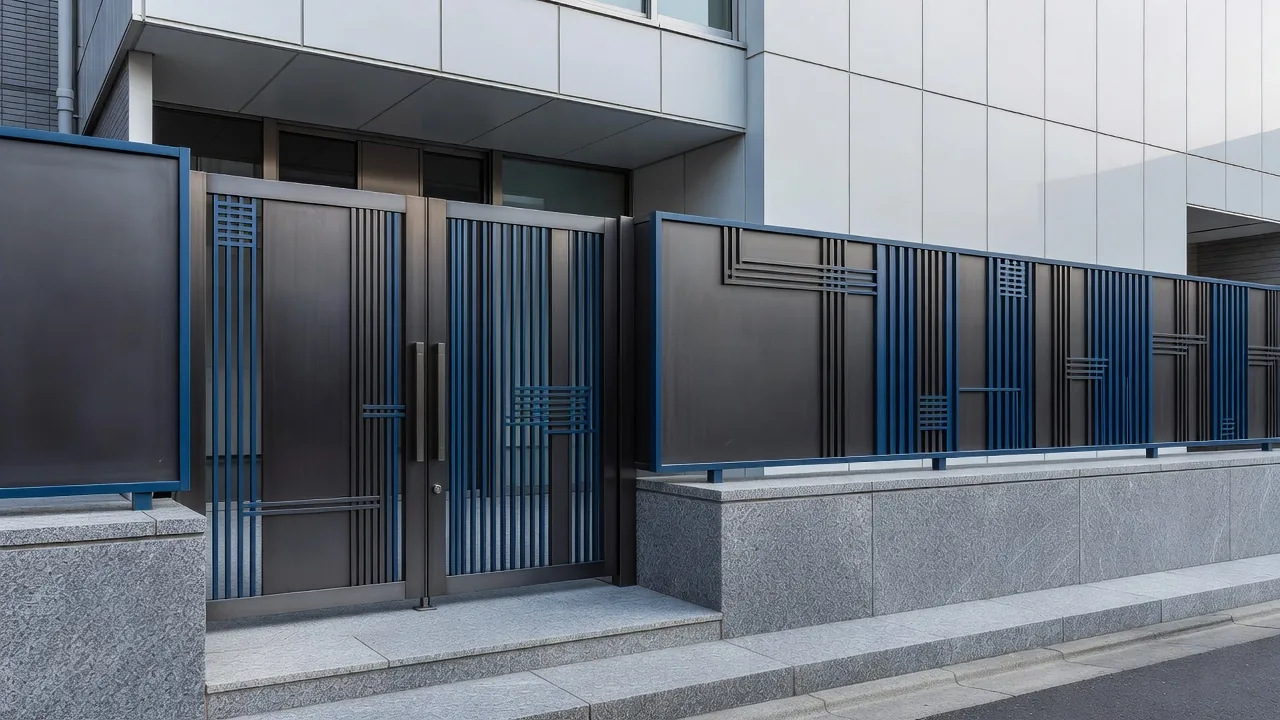 改修されたスチール製の商業施設入口ゲート